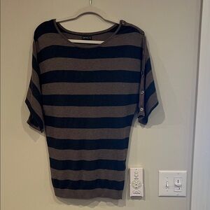 Express Black and Brown Striped Knit Top